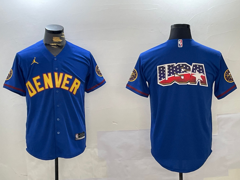 Men Denver Nuggets blank Blue Nike 2024 NBA Jersey->denver nuggets->NBA Jersey